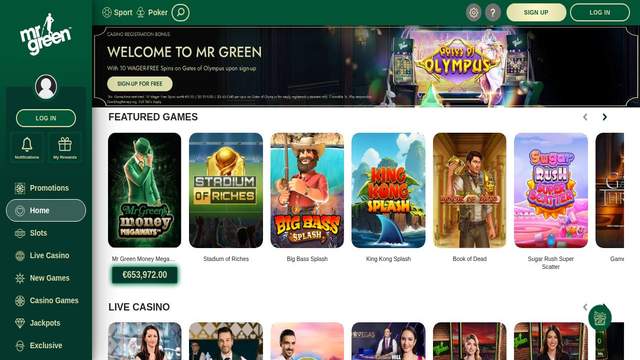 Mr Green casino screenshot